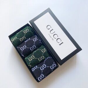 NWT 4 Pairs Gucci Unisex Mid-calf Socks Monogram GG Cotton Socks